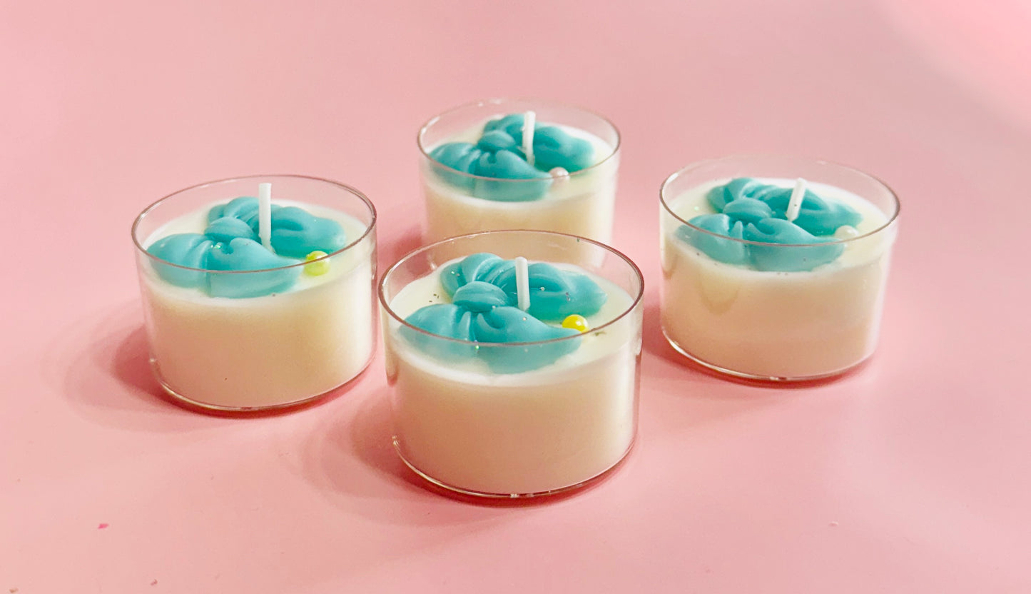 Aqua Ribbon Tealight Candle Set(4 in a box)