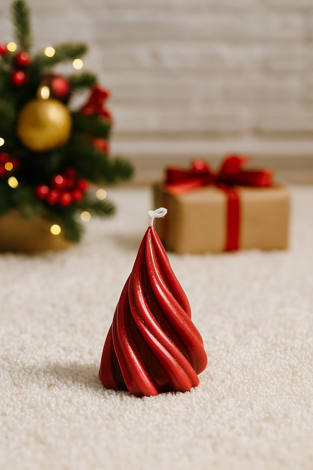 Red Twisted Tree Candle