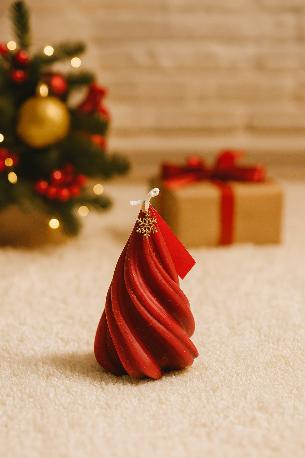 Red Twisted Tree Candle