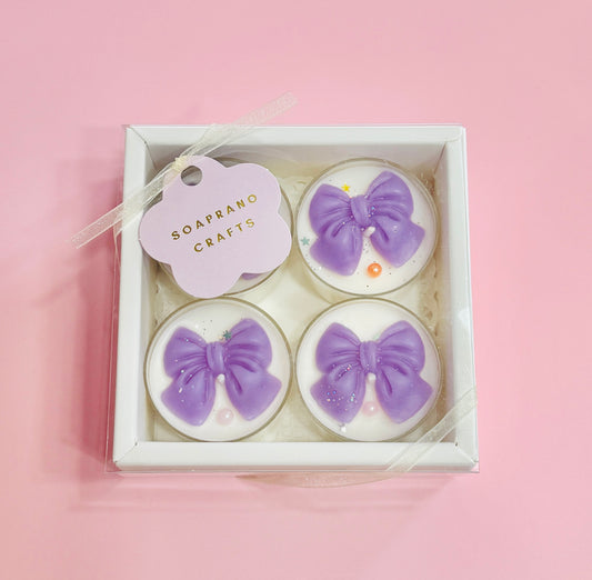 Lilac Ribbon Tealight Candle(4 in a box)