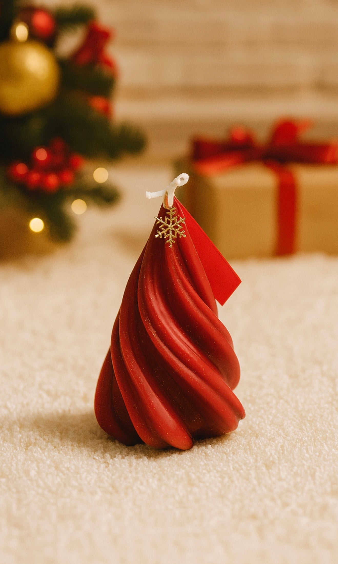 Red Twisted Tree Candle