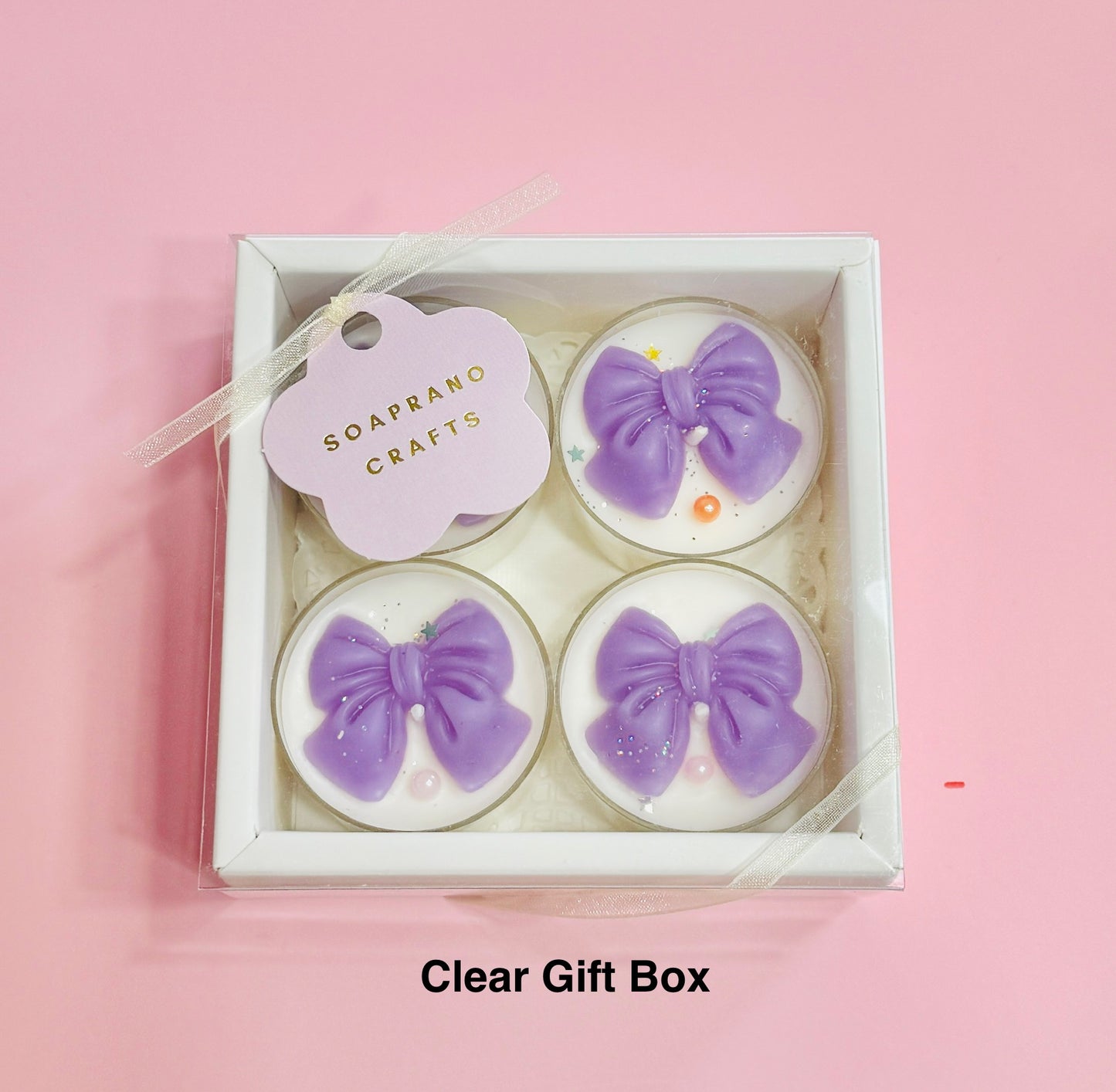 Lilac Ribbon Tealight Candle Set(4 in a box)