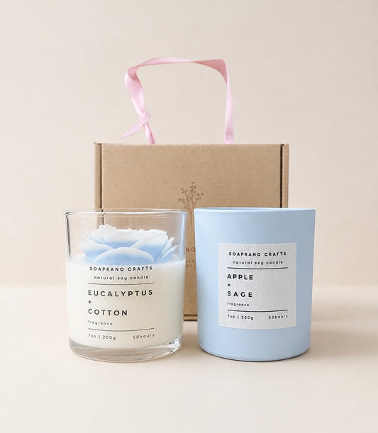 Blue Juliet Rose and Apple Sage Candle Duo Set(Welcome to Your New Home Edition)