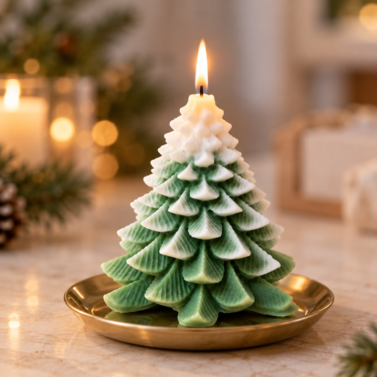 Snowy Tree  Candle