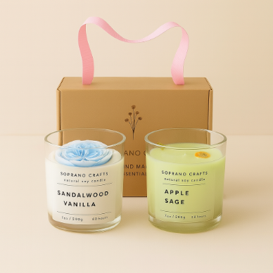 Blue Juliet Rose and Apple Sage Candle Duo Set(Welcome to Your New Home Edition)