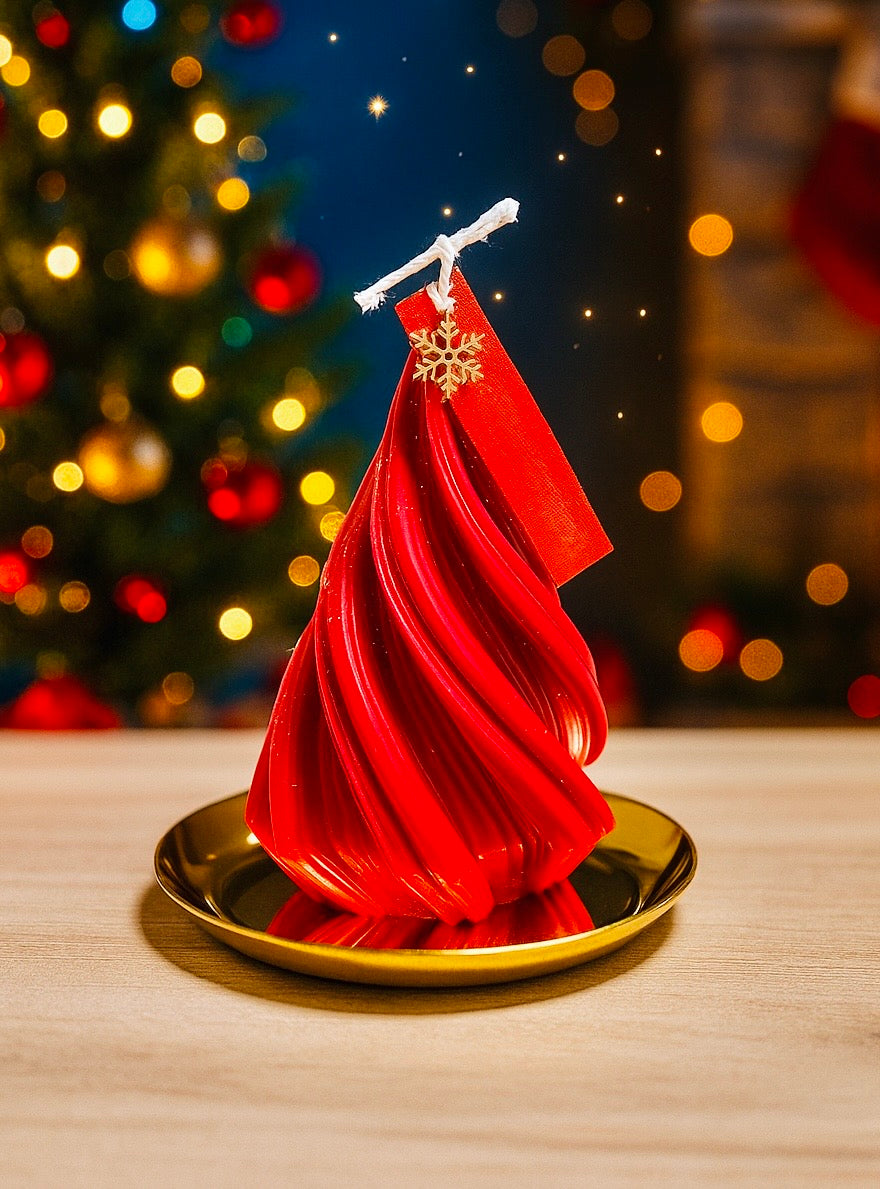 Red Twisted Tree Candle