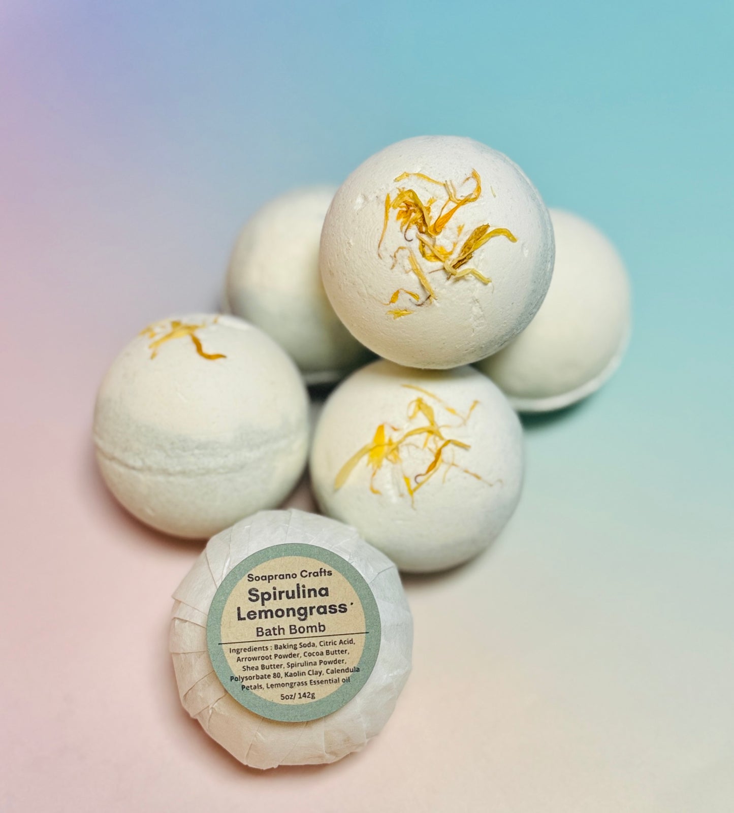 Spirulina & Lemongrass Bath Bomb(5oz)