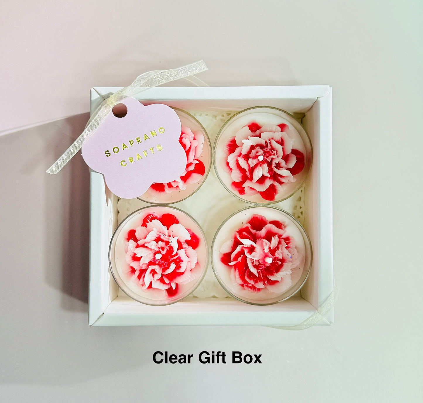RED Carnation Tealight Candle(4 in a box)