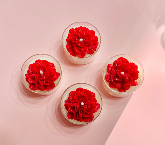 RED Carnation Tealight Candle(4 in a box)